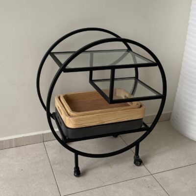 Carrito Bar Aura – Redondo de 3 Niveles con Vidrio